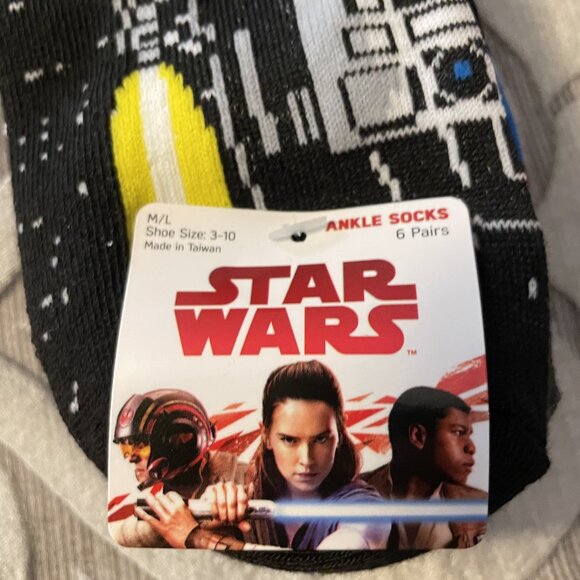 Star Wars Men's Multi-Color 6-Pairs Causal Ankle Socks 6-Pack Shoe Size 3-10 - Picture 7 of 7
